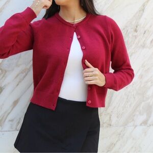 Elegant Burgundy Cardigan Sweater